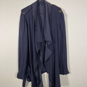 krista Women's (Revolve) Black Waterfall Open Cardigan L Button Shoulder Modal!